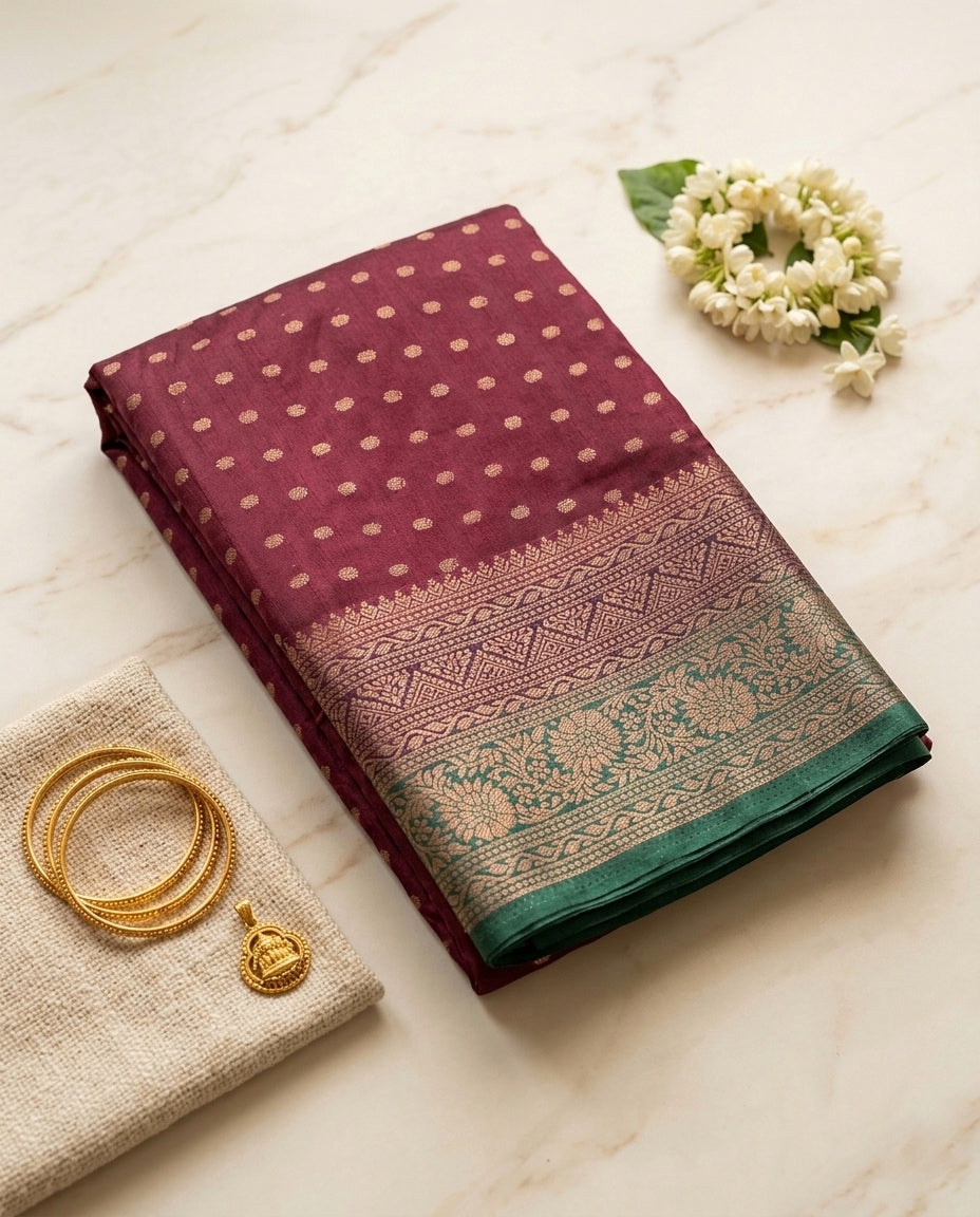 Banarasi Silk - Wine Colour