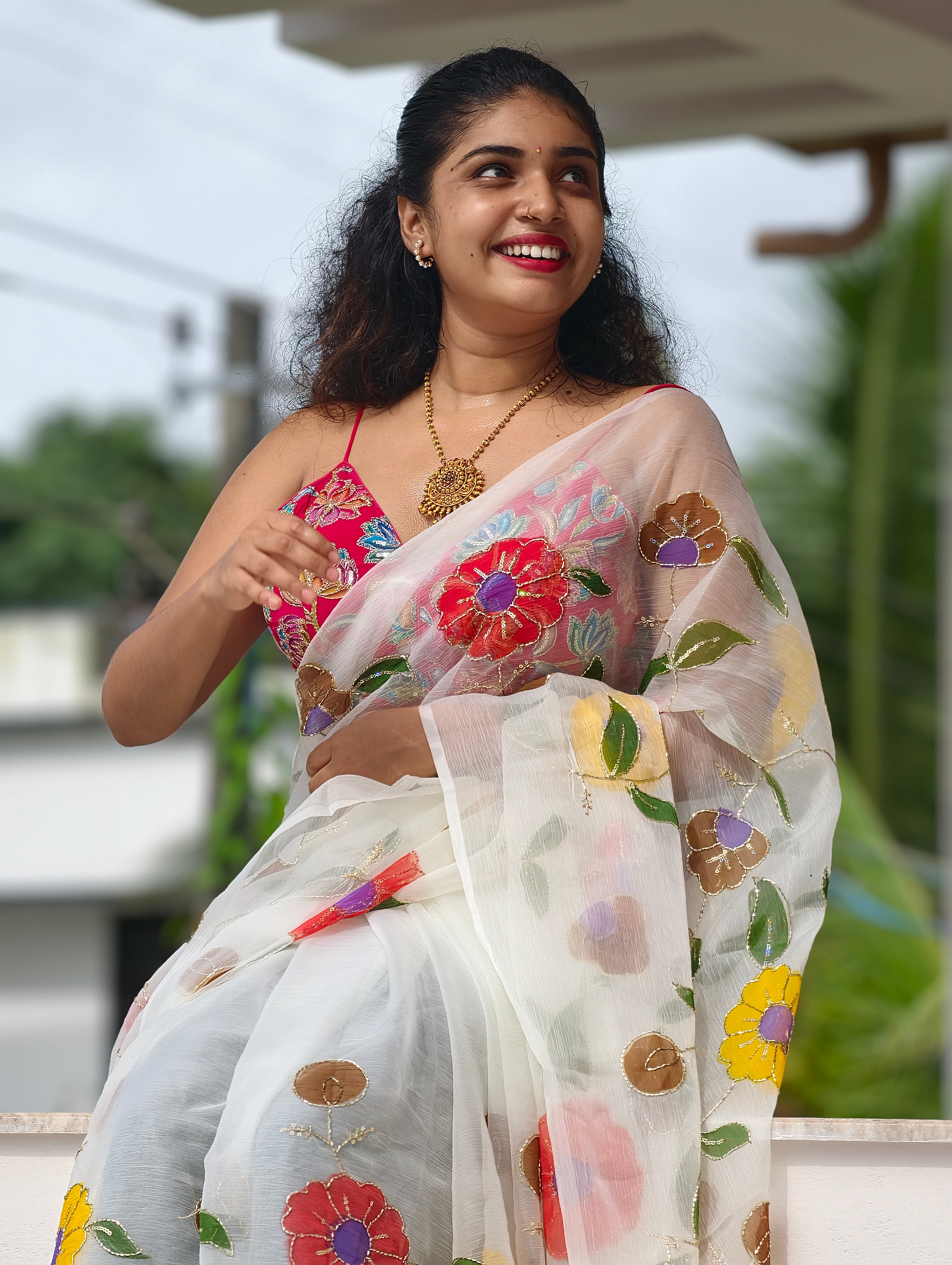 Onam Pookalam Saree.
