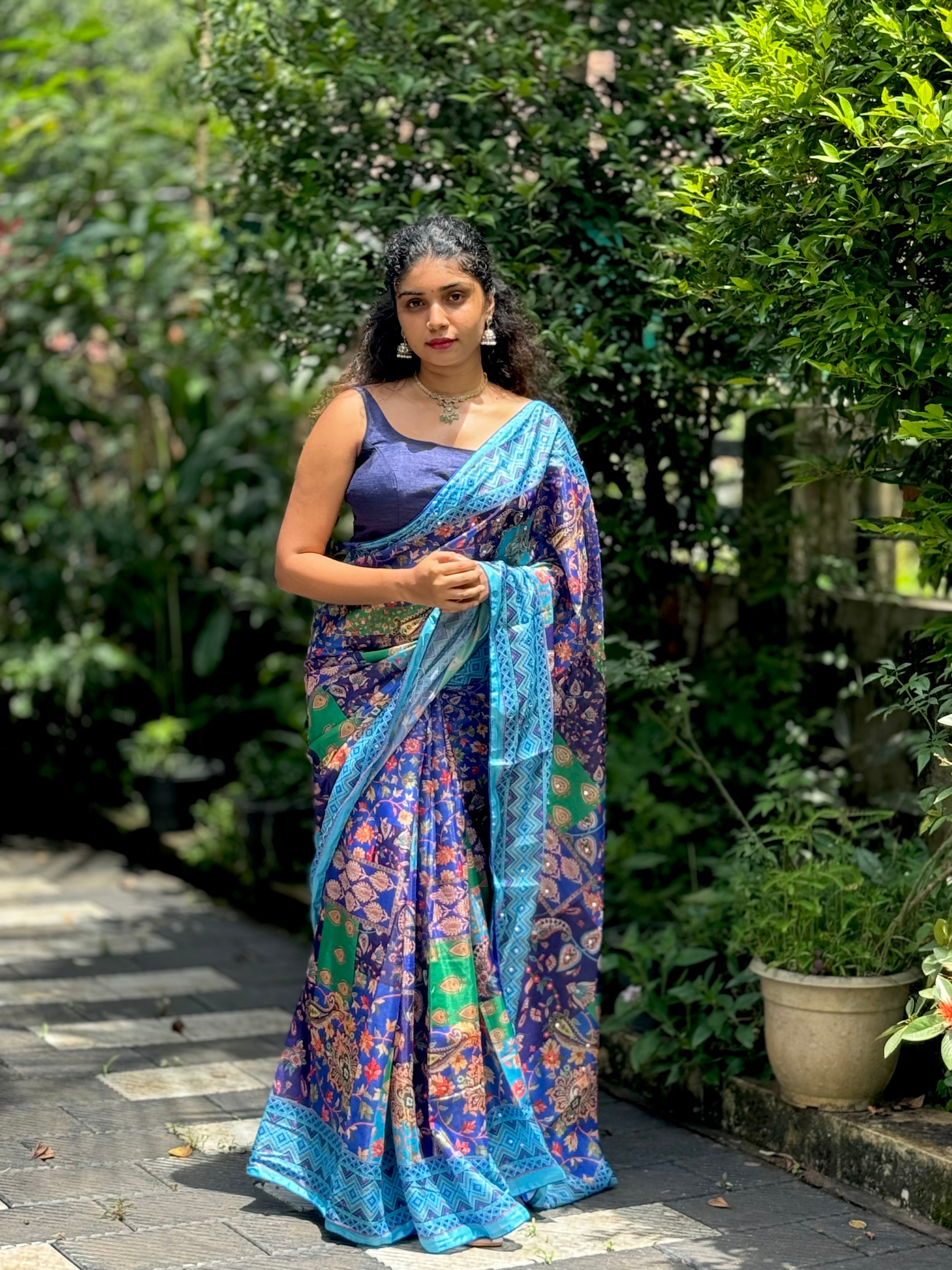 Multi Color Mirror Work Saree