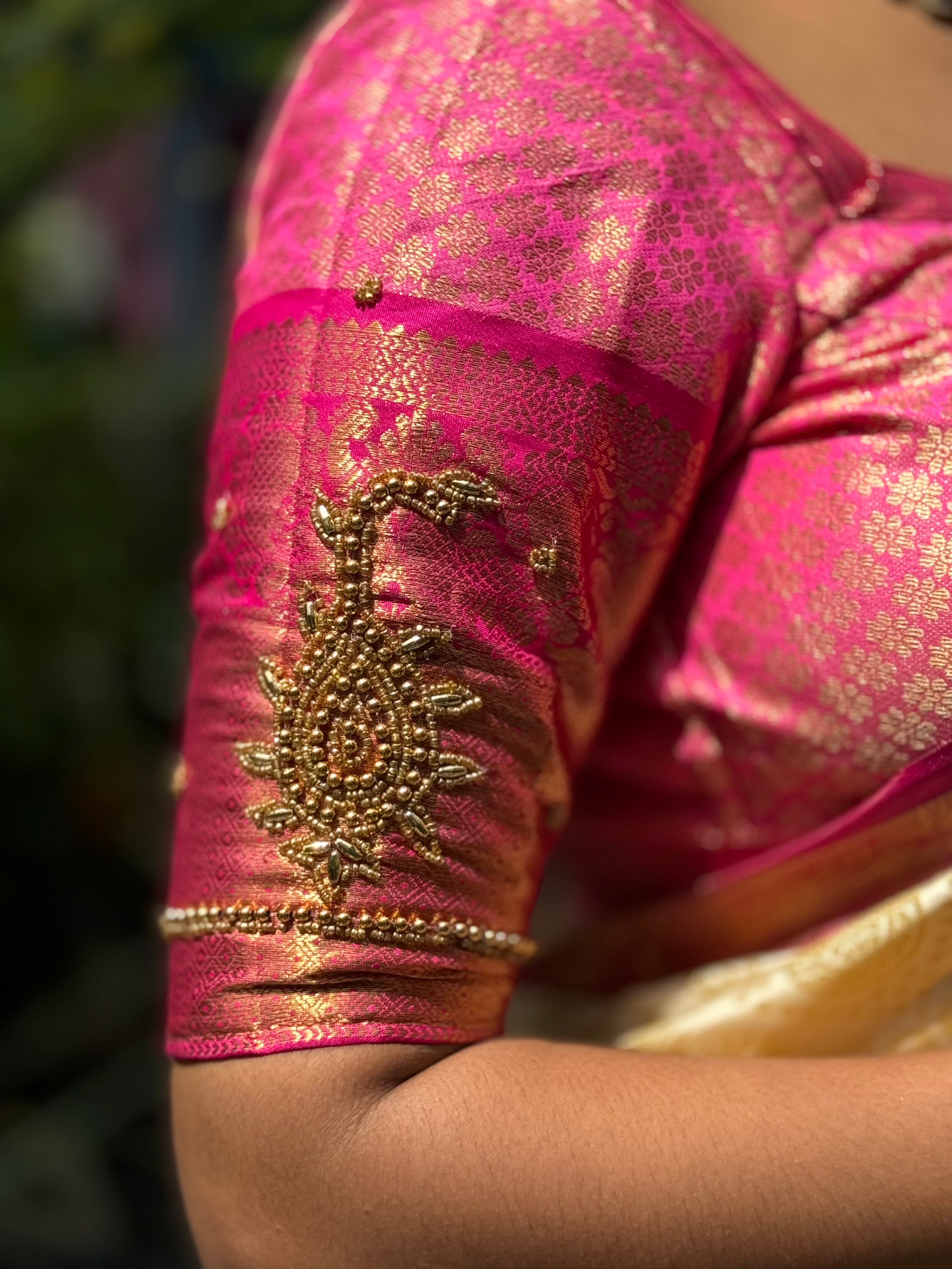 Cream Saree With Contrast Borders- Onam Launch