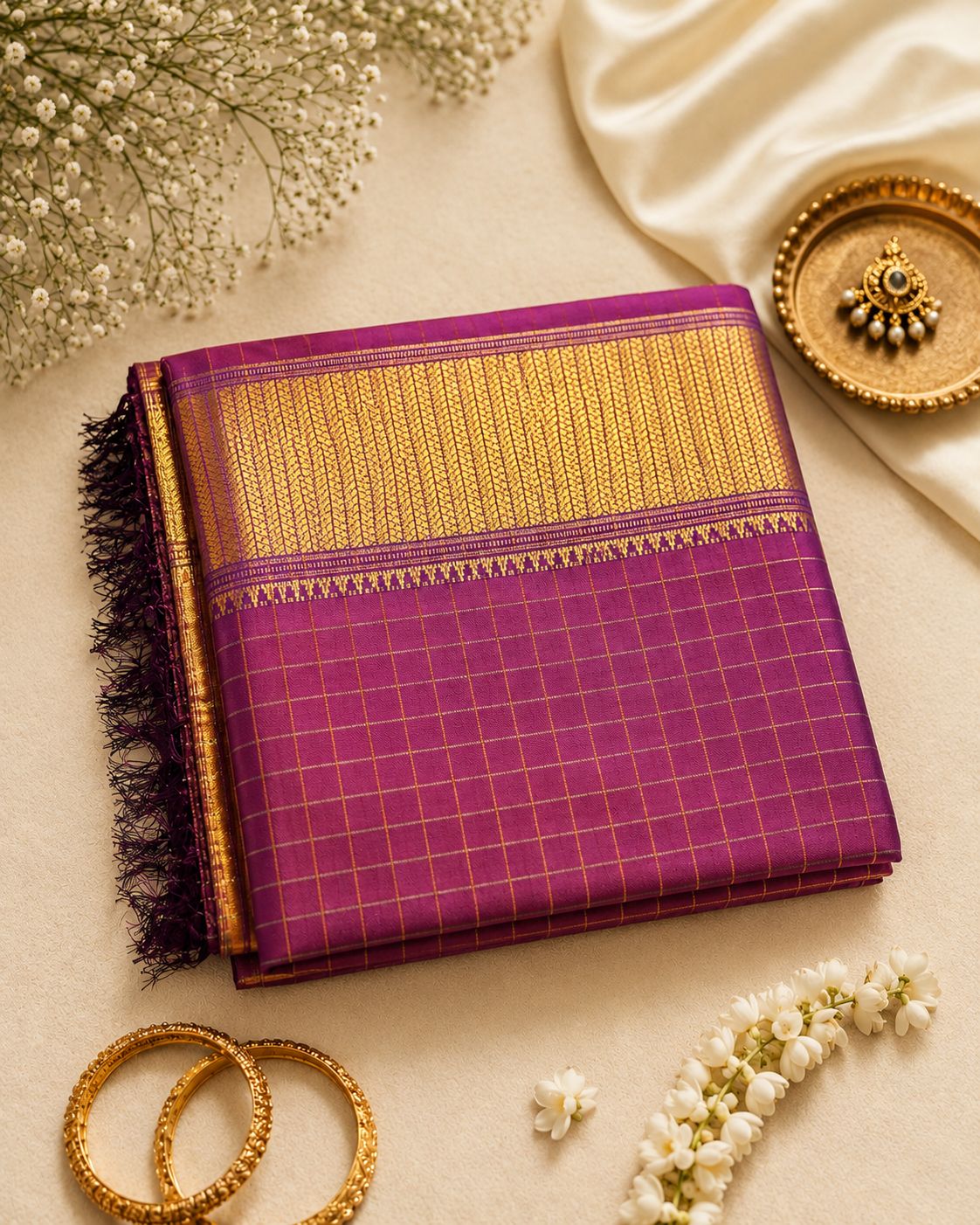 Royal Grid Silk - Purple