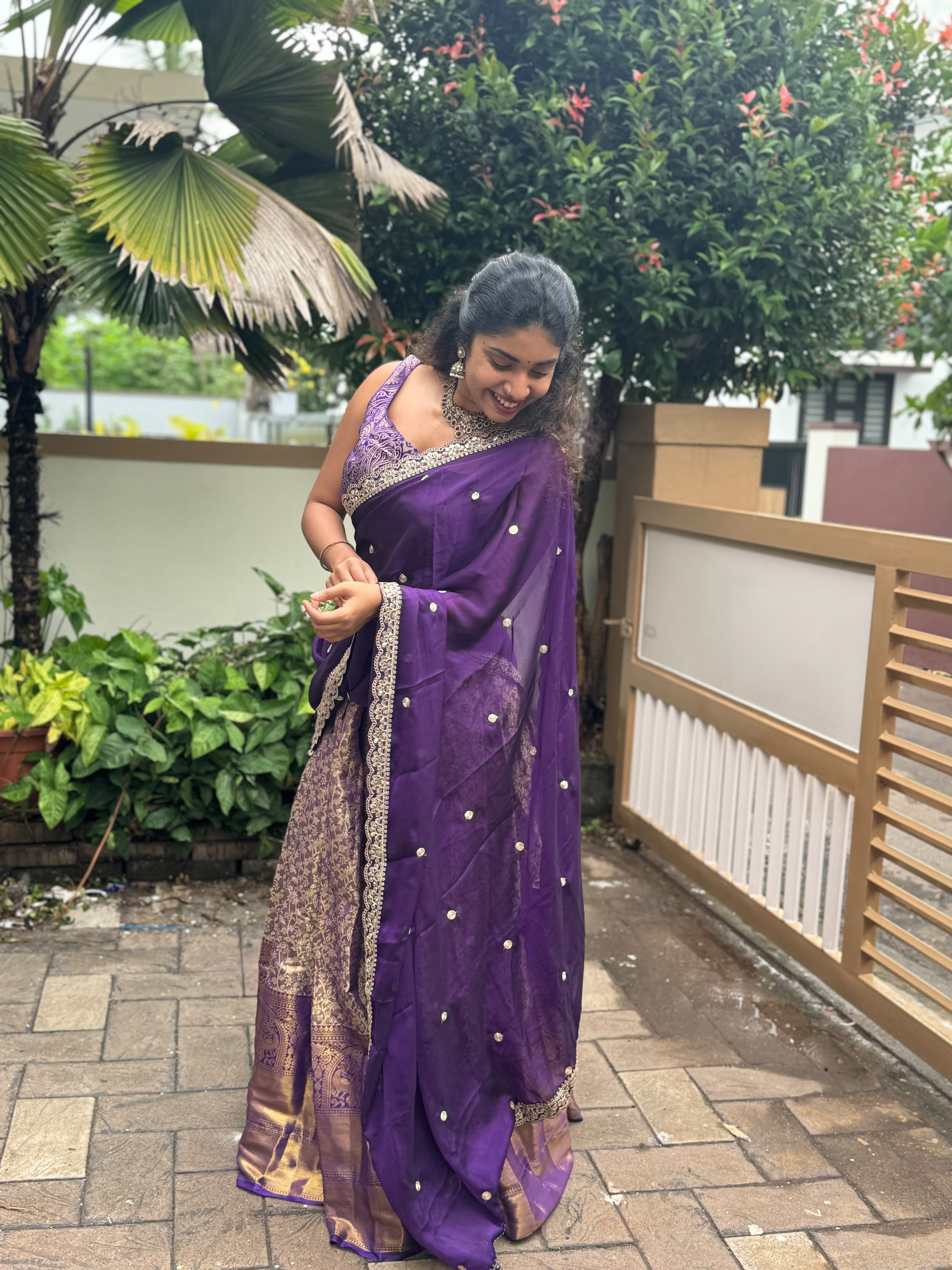 20 Gram Half Saree Blue - Pattern may vary slightly.