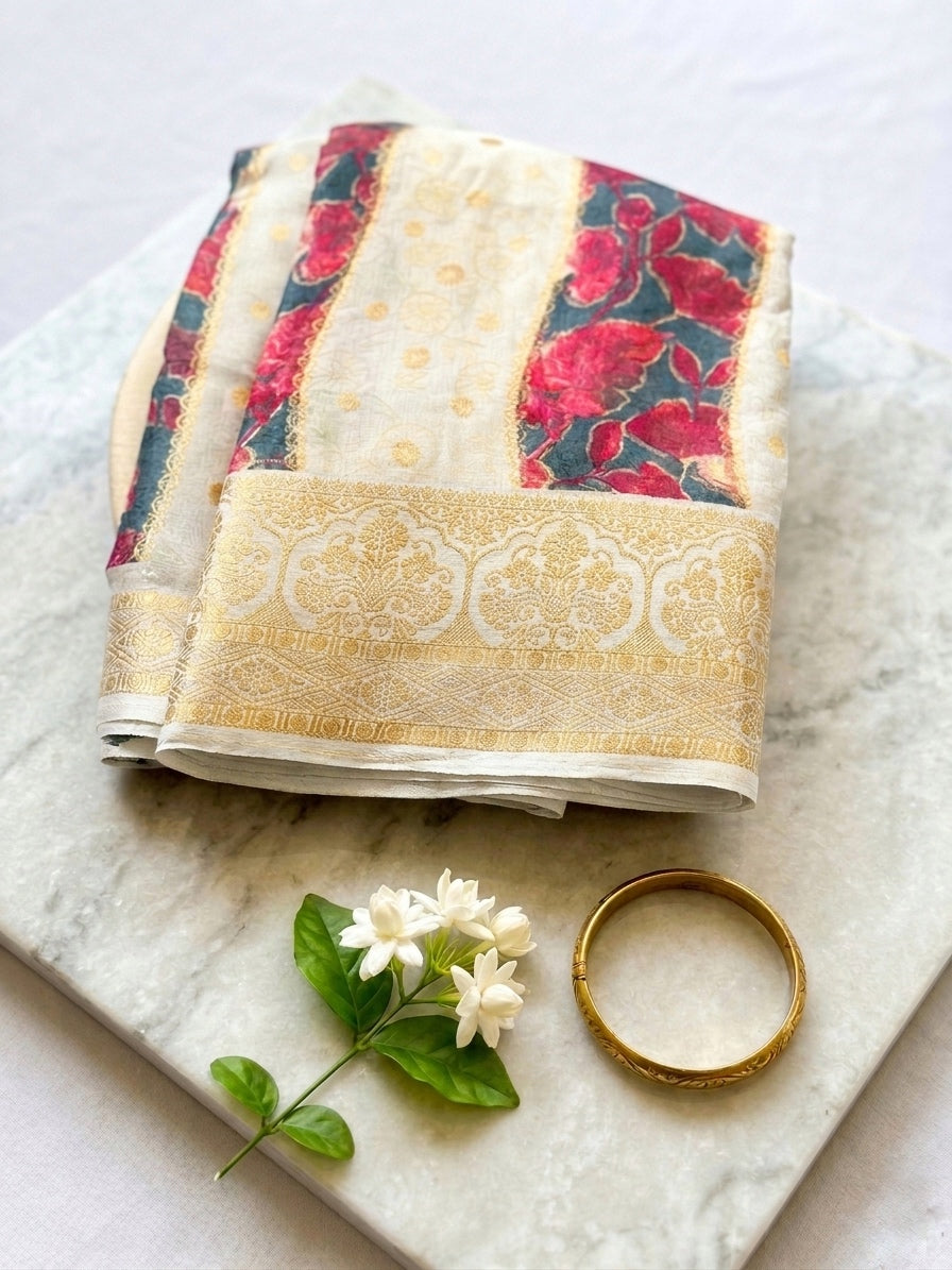 White Bloom Saree