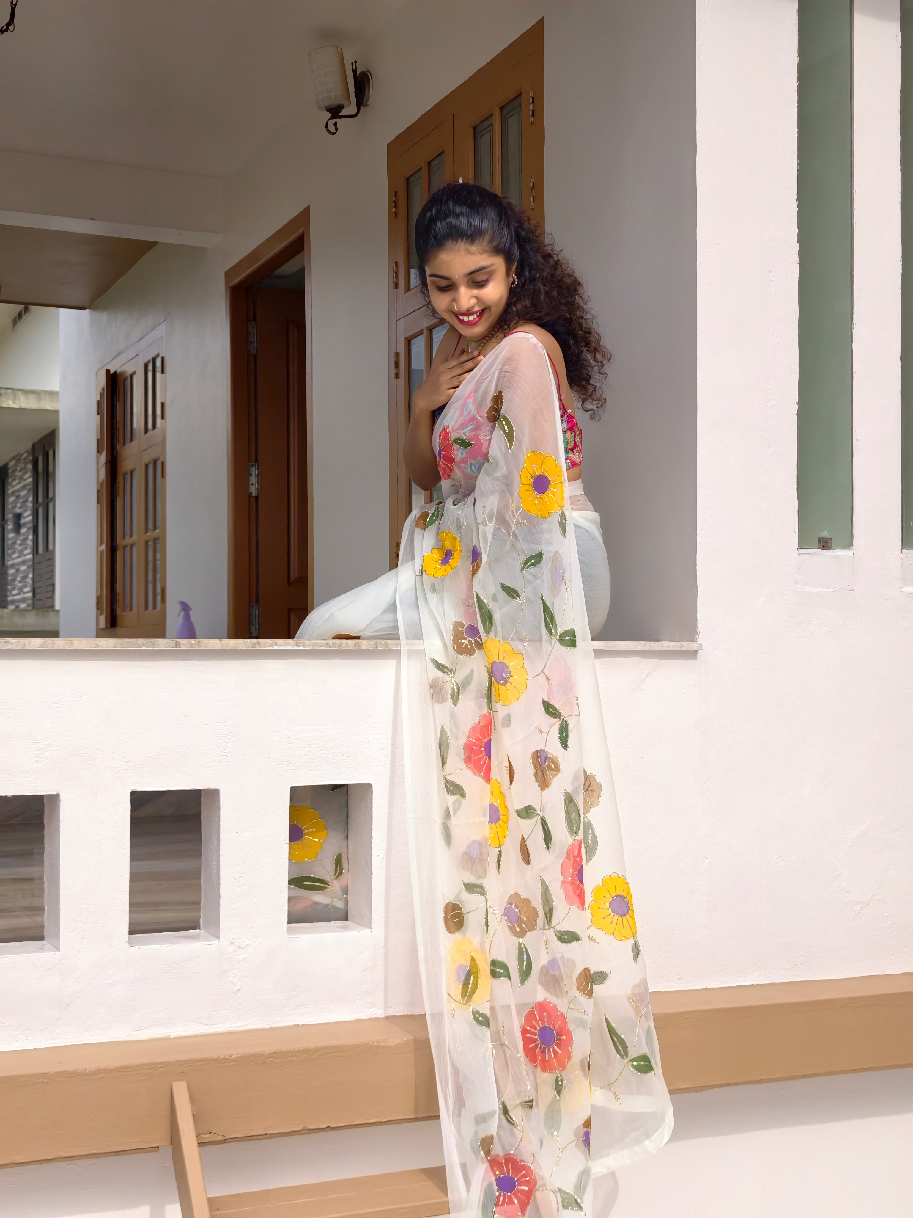 Onam Pookalam Saree.