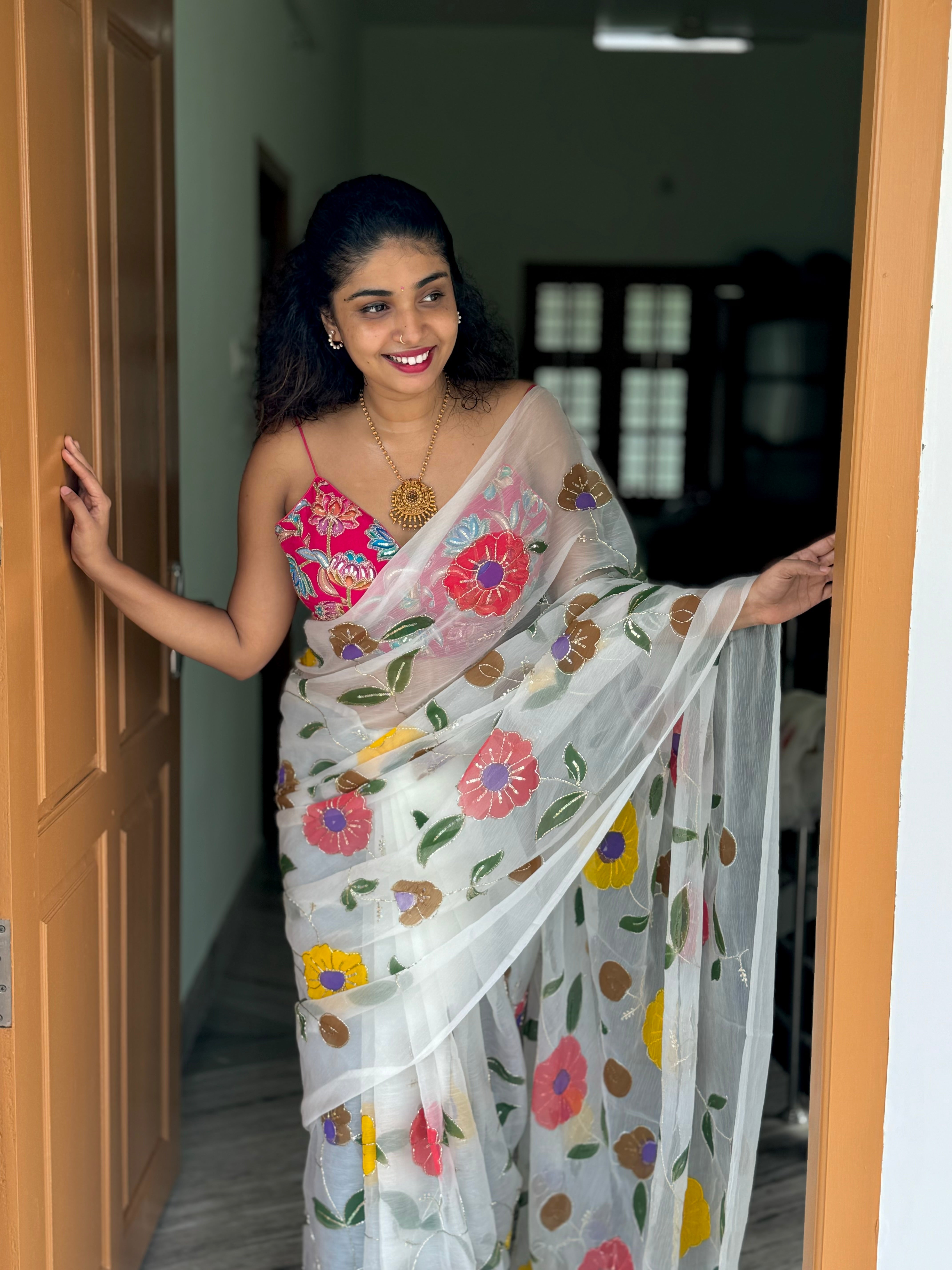 Onam Pookalam Saree.