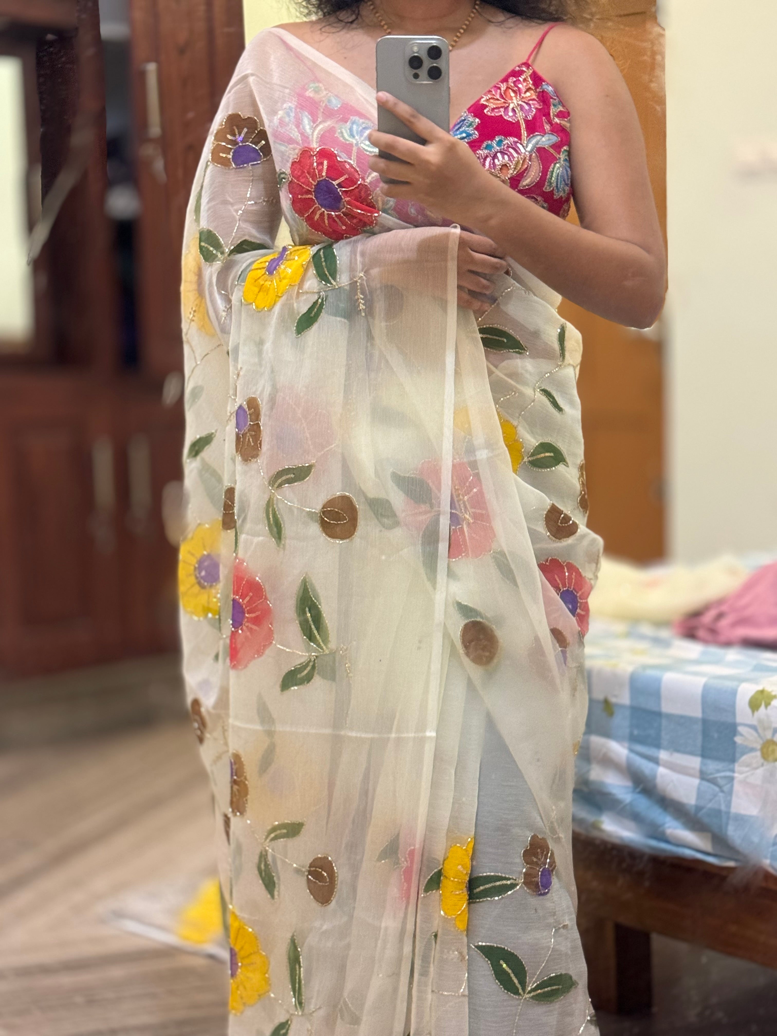 Onam Pookalam Saree.